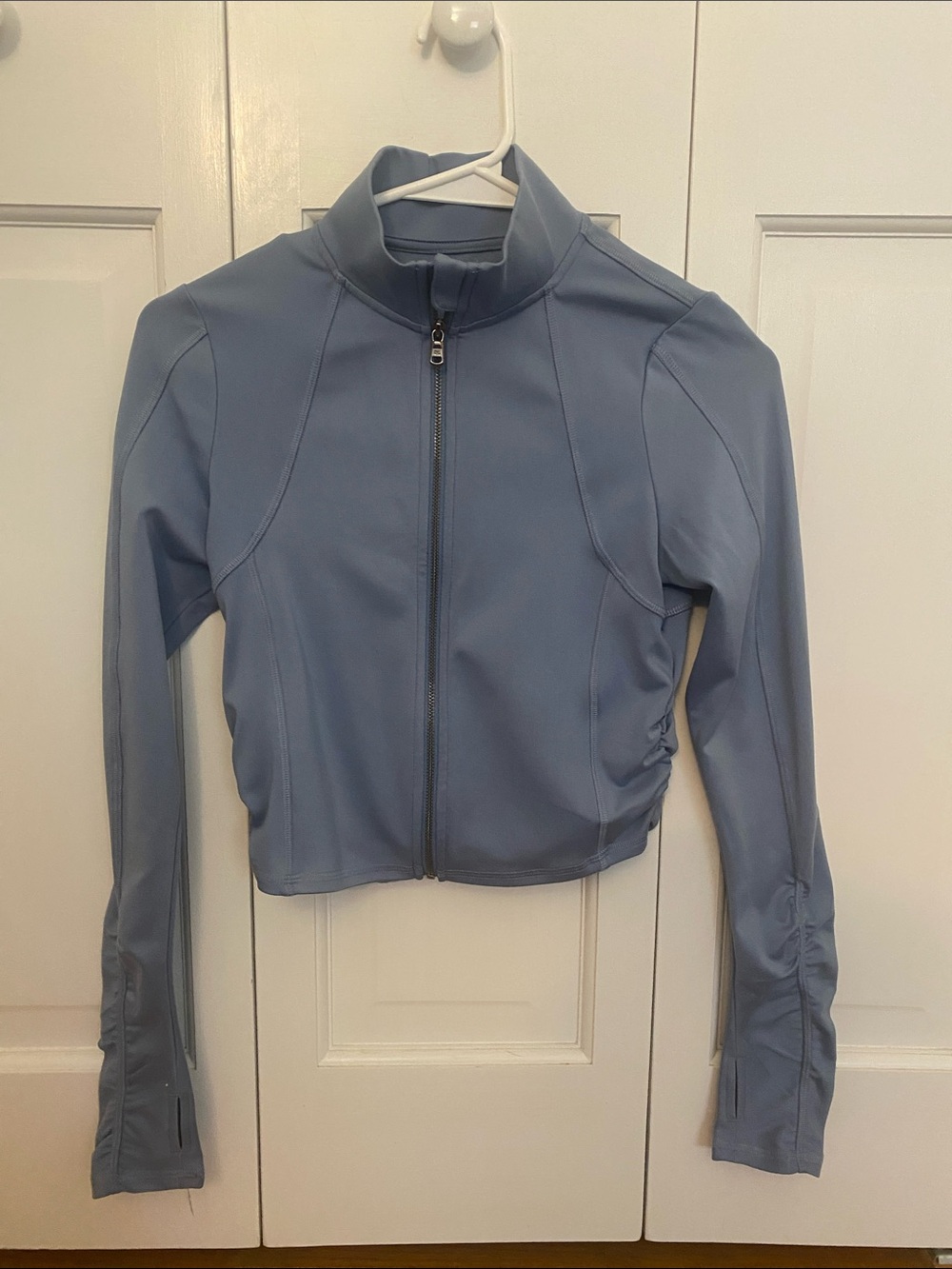 Hollister Dusty Blue Cropped Zip Jacket